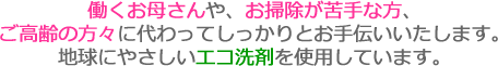 東京都府中市のハウスクリーニング、エコ洗剤メッセージ